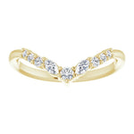 yellow gold diamond crown ring with round diamonds and pear shape diamonds