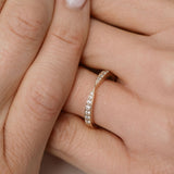 tapered diamond wedding ring yellow gold 