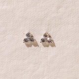 three stone round diamond earrings