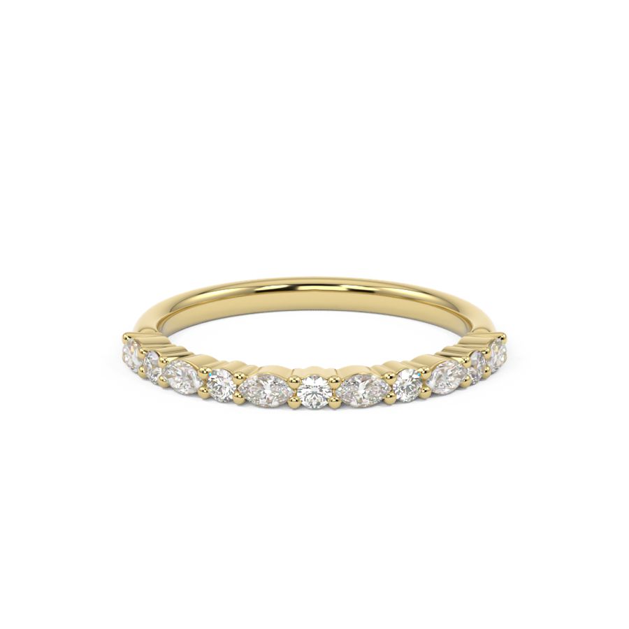 Tiny Dancer | Diamond wedding ring featuring round and marquise shape diamonds