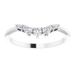 white gold graduated crown ring with round diamonds