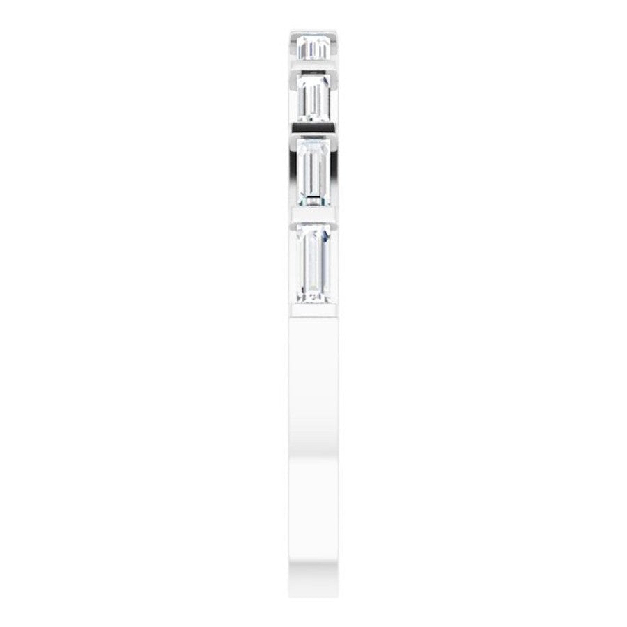 white gold wedding ring with baguette cut diamonds
