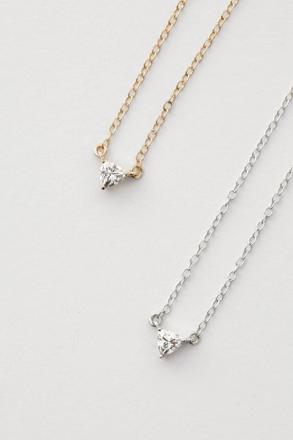 yellow gold and white gold diamond trilliant pendant necklace