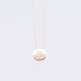 yellow gold disc initial  pendant 