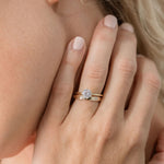 Yellow Gold diamond solitaire engagement ring with beautiful gold band small diamonds