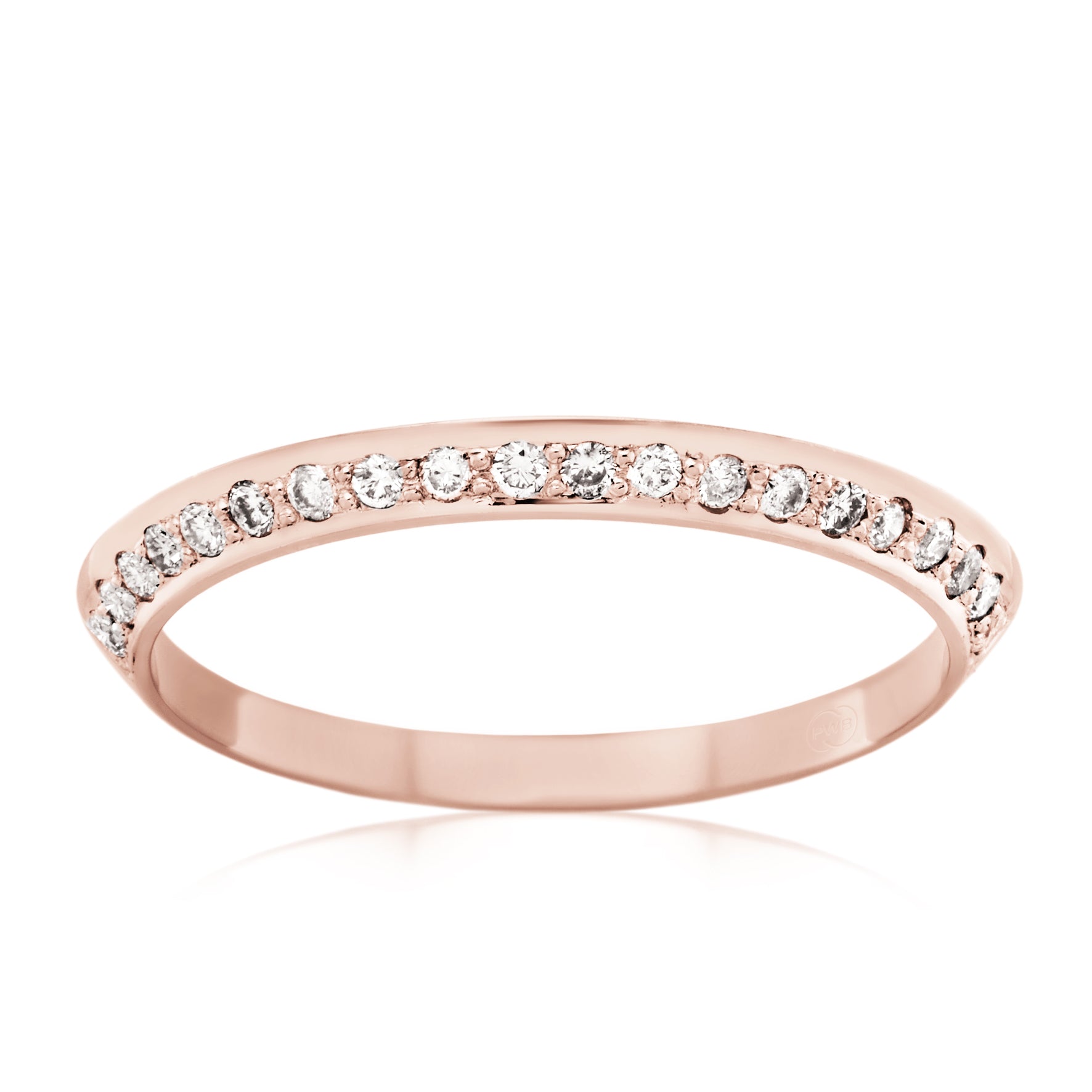 Knife edge rose gold diamond wedding ring 