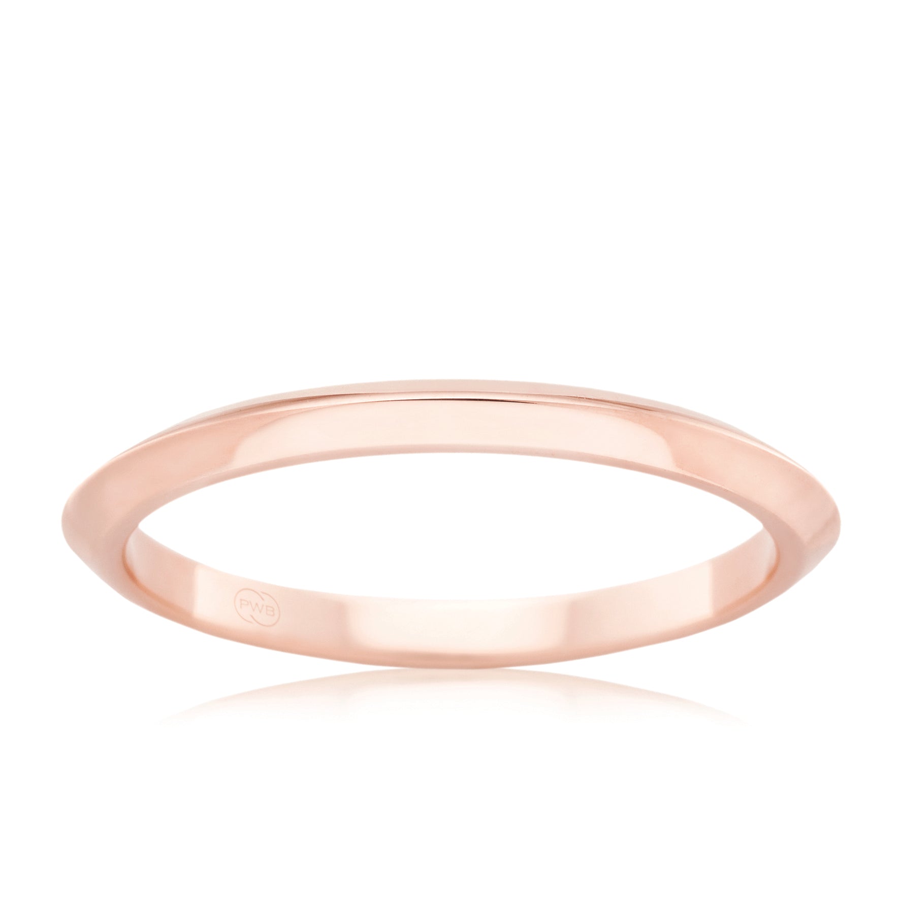 Knife edge wedding ring design in Rose gold 