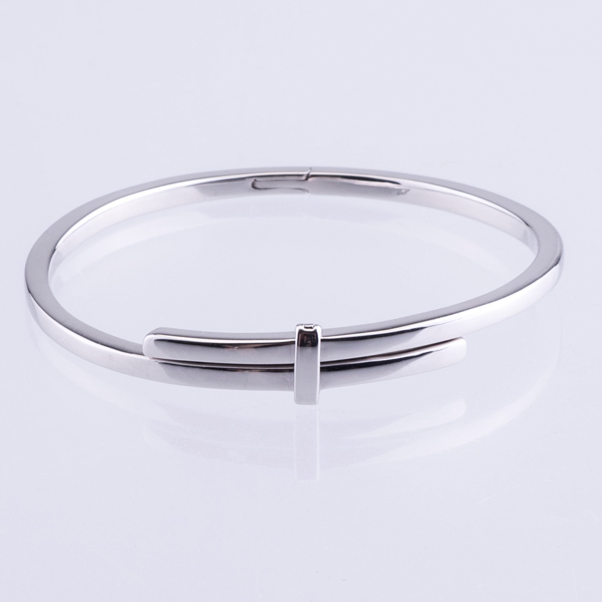 White Gold plated crossover bangle