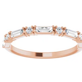  round diamond and baguette diamond wedding ring rose gold 