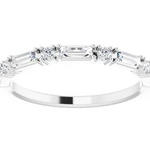  round diamond and baguette diamond wedding ring white gold 