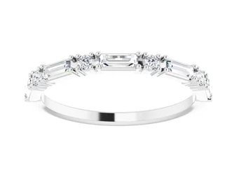 round diamond and baguette diamond wedding ring white gold 