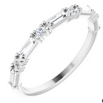  round diamond and baguette diamond wedding ring white gold  2